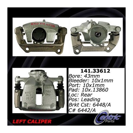 Centric Semi-Loaded Brake Caliper EPB, Parts 141.33612